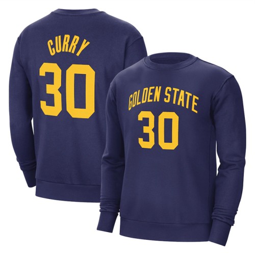 Men's Golden State Warriors #30 Stephen Curry Navy Long Sleeve T-Shirt